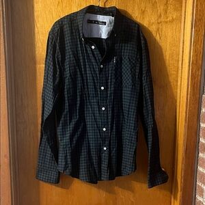 Ben Sherman Black and Green Checkered Shirt Size Medium